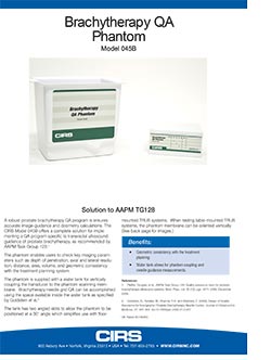 Brachytherapy QA Phantom Datasheet